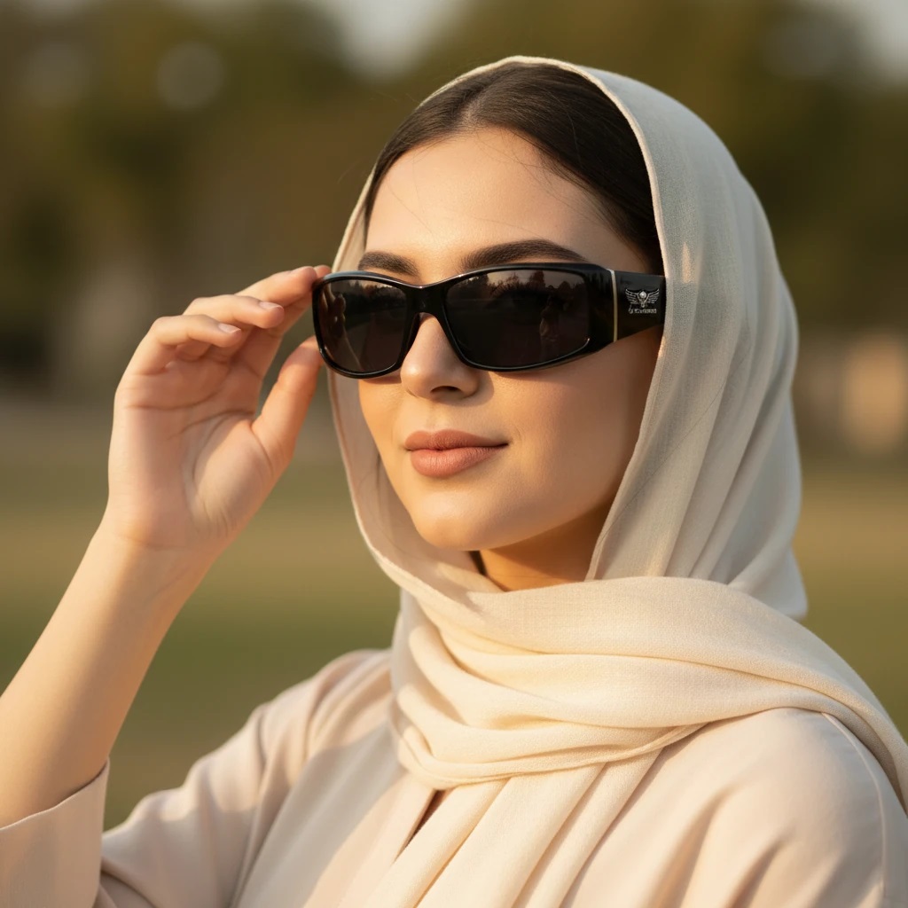  عینک آفتابی اسپرت آقا و خانم مشکی رپ با لنز دودی UV400 کد 1579 